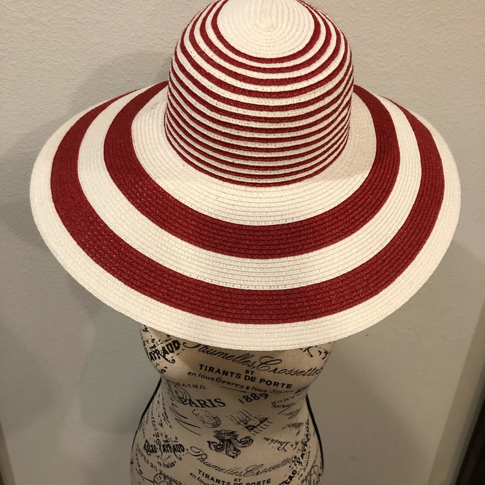 Sun “N” Sand Red And White Stripe Hat